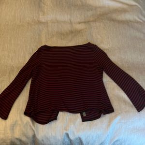Maroon/black striped casual top with slightly open back